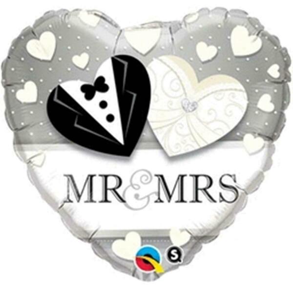 Anagram 18 in. Mr & Mrs Wedding Flat Foil Balloon, 5PK 71501